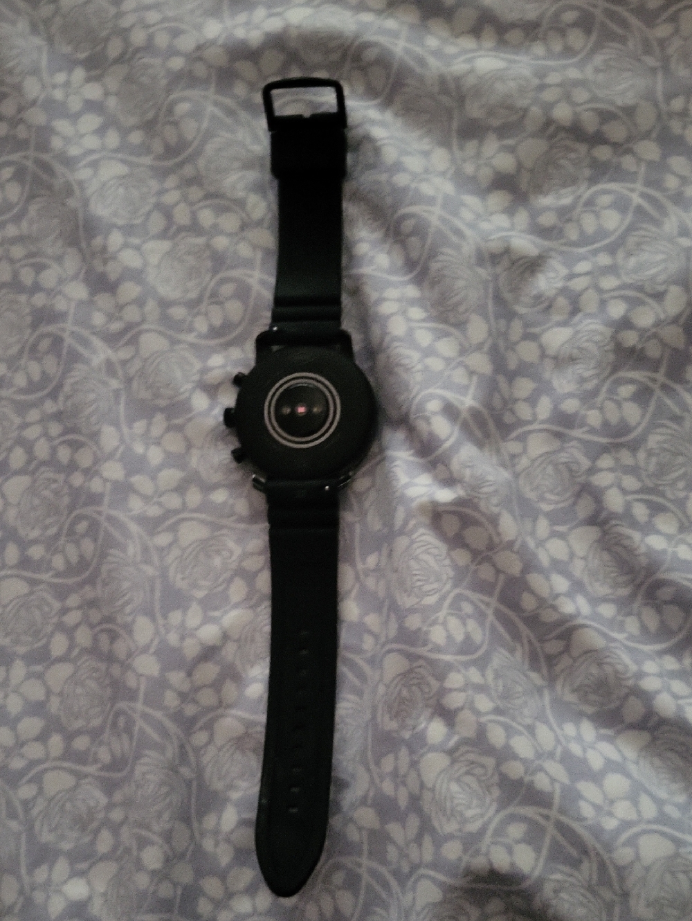 Black Silicone Smartwatch with Round Face